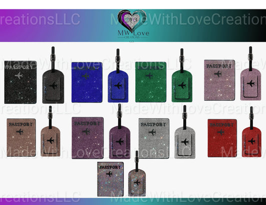 Rhinestone Encrusted Passport Holder & Luggage Tag Set