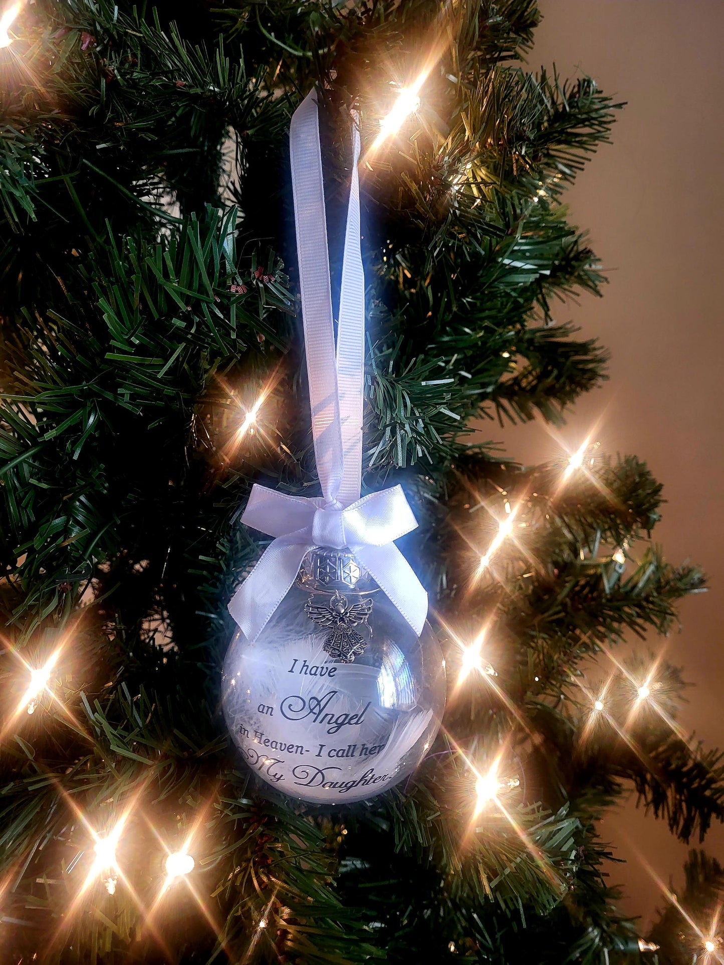 Memorial Ornament, Memorial Gift, In Loving Memory Ornaments, Keepsake, Feathers,Angel,Gift Box