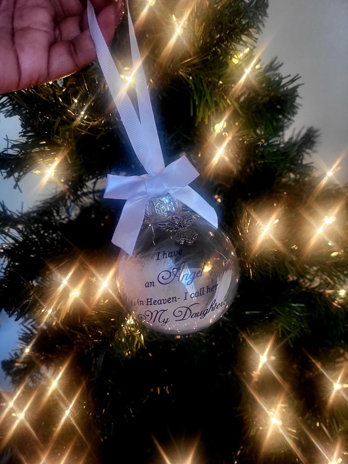 Memorial Ornament, Memorial Gift, In Loving Memory Ornaments, Keepsake, Feathers,Angel,Gift Box