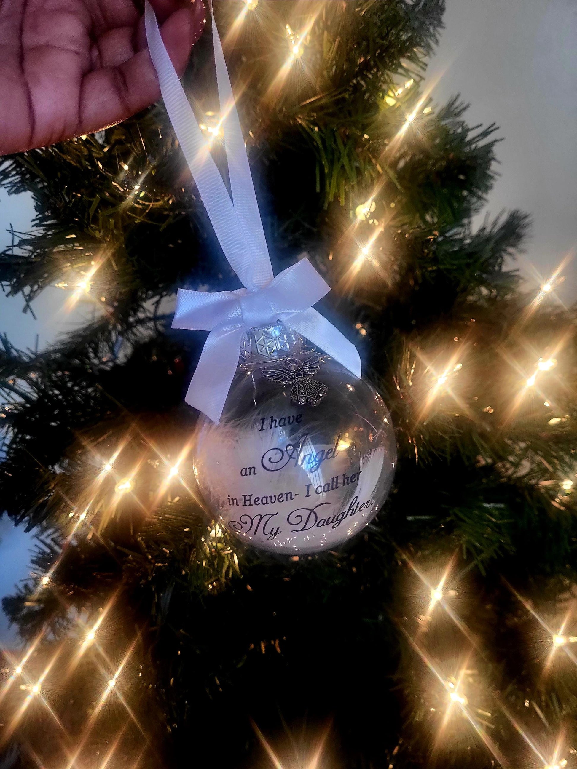 Memorial Ornament, Memorial Gift, In Loving Memory Ornaments, Keepsake, Feathers,Angel,Gift Box