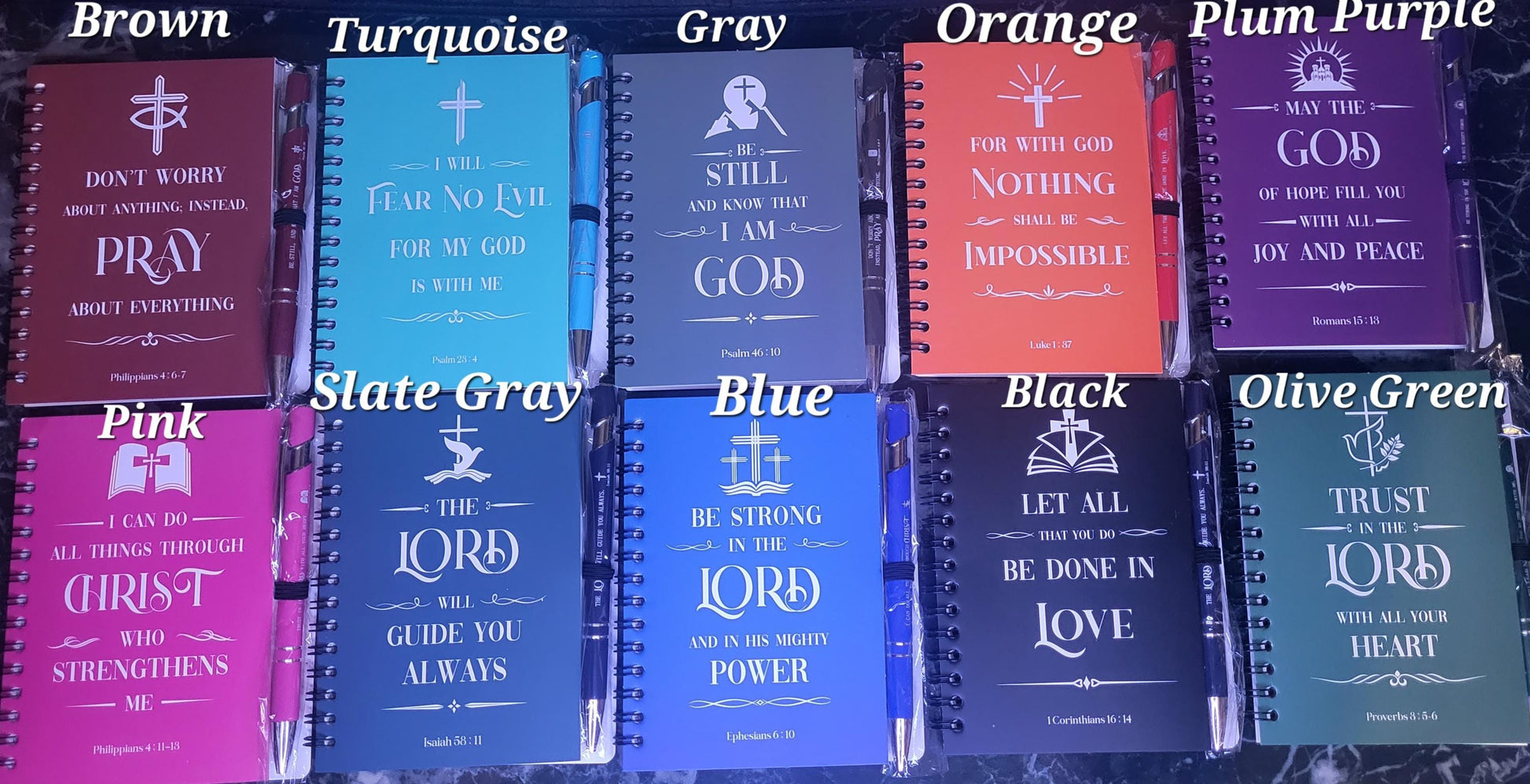Inspirational Scripture Notepad & Pen Sets, Christian Spiral Bible Notebook, Note Taking, Bible Study Journal, Christian Gift Sets